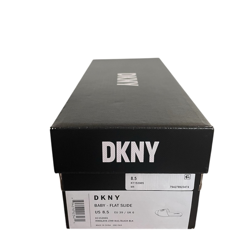 NIB DKNY Baby Flat Slide Himalaya Leather Black Sandals – Size 8.5 - Picture 7 of 8